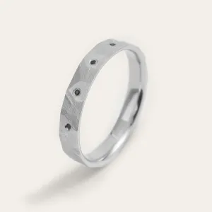 Hammered white gold wedding rings with black diamonds MILANO  Thumbnail