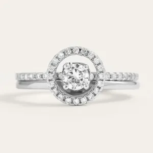 Gold diamond halo engagement set SOLEIL Thumbnail