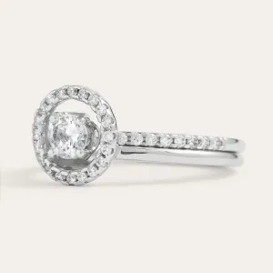 Gold diamond halo engagement set SOLEIL Thumbnail