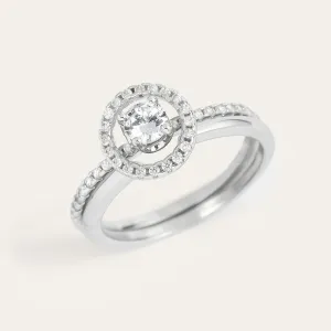 Gold diamond halo engagement set SOLEIL Thumbnail