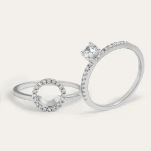 Gold diamond halo engagement set SOLEIL Thumbnail