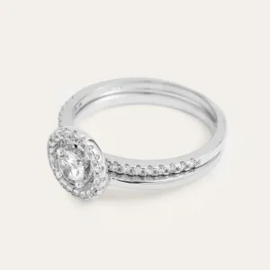 Gold diamond halo engagement set SOLEIL Thumbnail