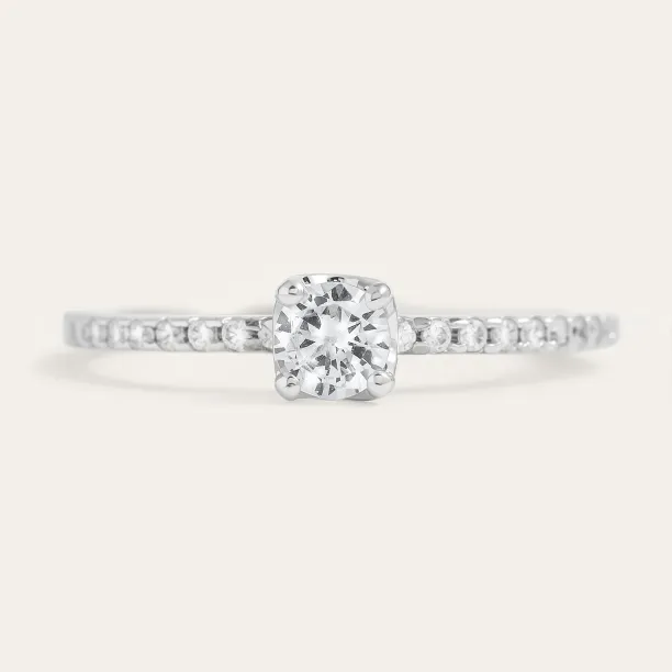 Gold diamond halo engagement set SOLEIL Image