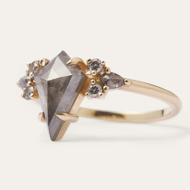 Unusual ring with salt'n'pepper diamonds MANSUETO Image