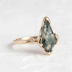Gold ring with moss agate and diamonds KIRA Thumbnail