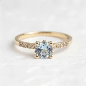 Blue topaz in gold ring with diamonds GINEVRA