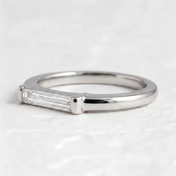 Gold ring with baguette moissanite in art deco style LIA Image