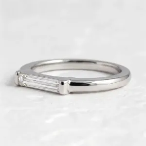 Gold ring with baguette moissanite in art deco style LIA Thumbnail