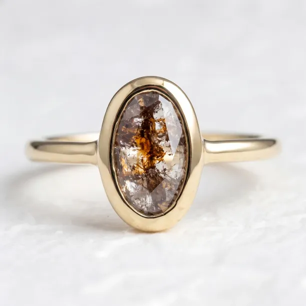 Gold ring with salt and pepper diamond HIKS Image
