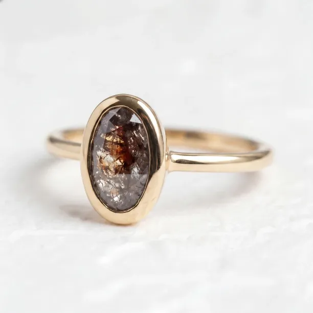 Gold ring with salt and pepper diamond HIKS Image