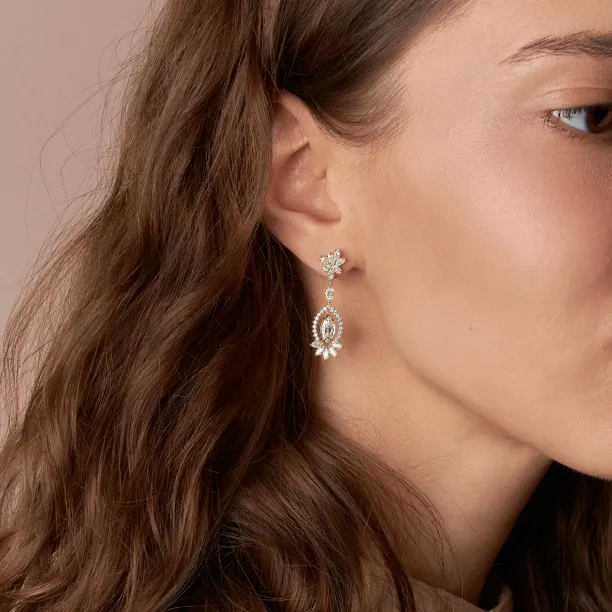 Gold lab grown diamond dangle earrings JOLENE Image