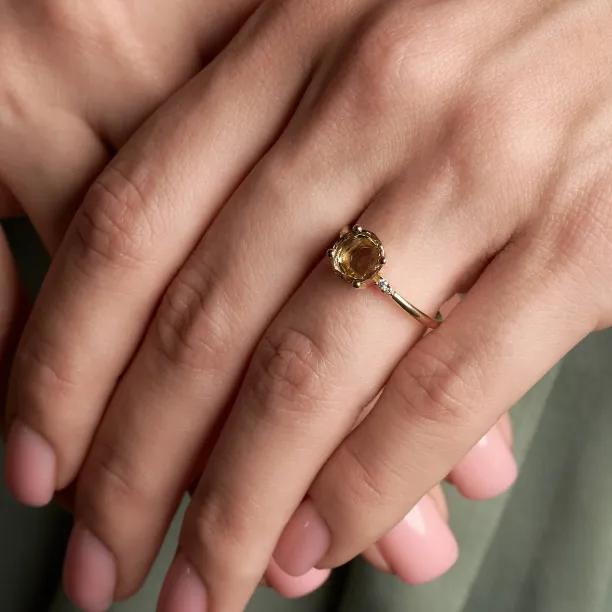 Lab grown diamond and natural diamond gold ring 2 SYDNEY Image