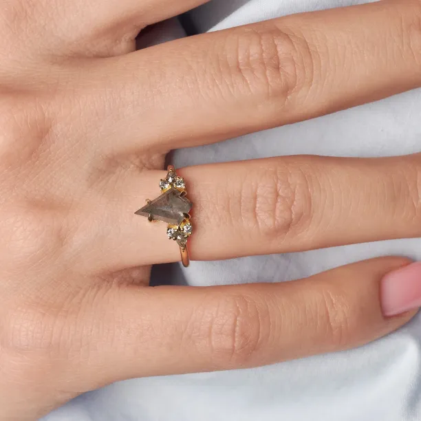 Unusual ring with salt'n'pepper diamonds MANSUETO Image