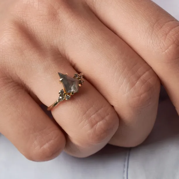 Unusual ring with salt'n'pepper diamonds MANSUETO Image
