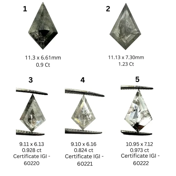 Engagement ring with kite salt and pepper diamonds QUEST Image