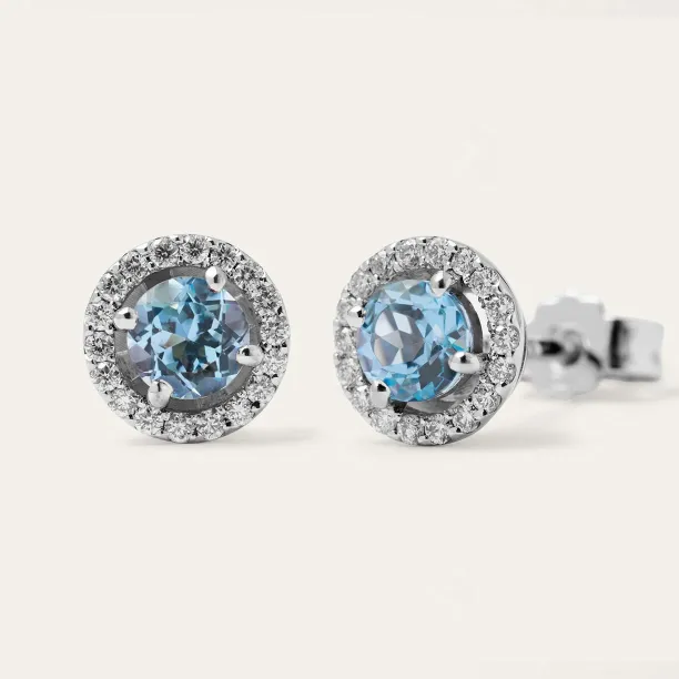 Minimalist earrings with topaz and diamonds DOLLY Image