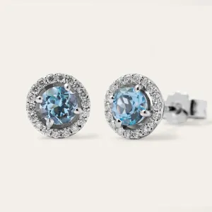 Minimalist earrings with topaz and diamonds DOLLY Thumbnail