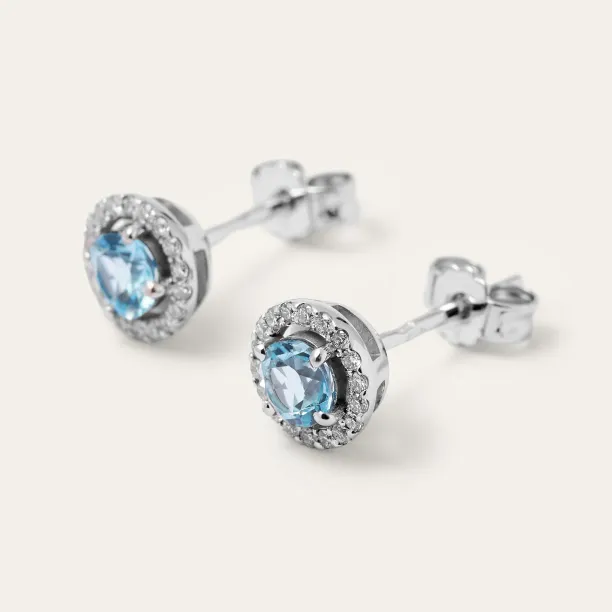 Minimalist earrings with topaz and diamonds DOLLY Image