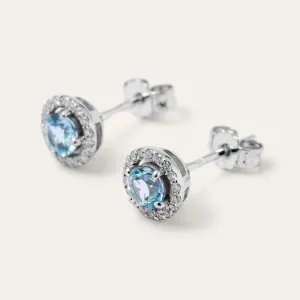 Minimalist earrings with topaz and diamonds DOLLY Thumbnail