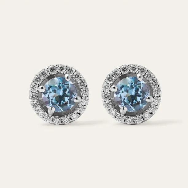 Minimalist earrings with topaz and diamonds DOLLY Image