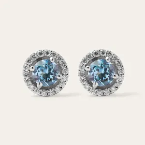 Minimalist earrings with topaz and diamonds DOLLY Thumbnail