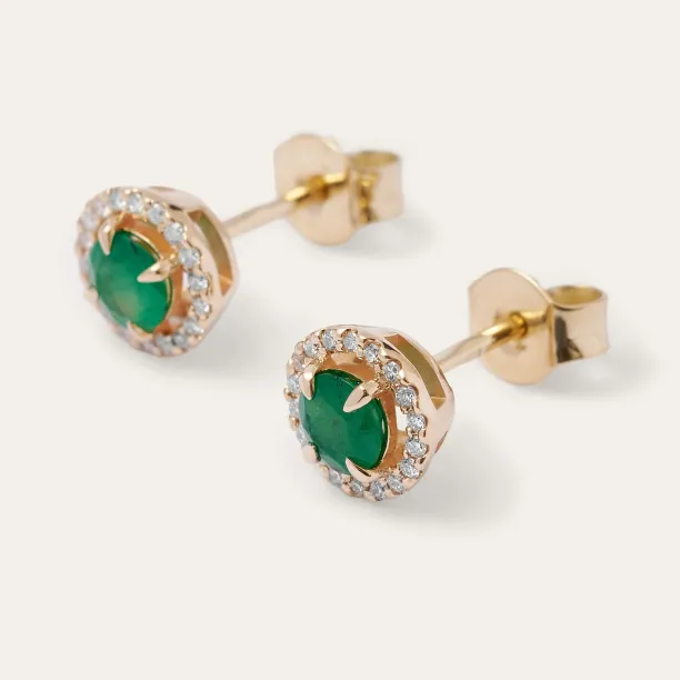 Minimalist emerald and diamond earrings MOLLY Image