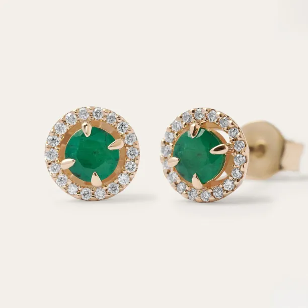 Minimalist emerald and diamond earrings MOLLY Image