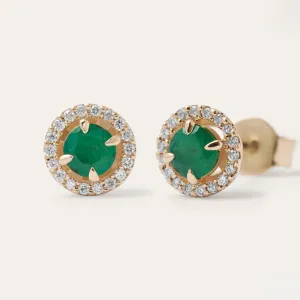 Minimalist emerald and diamond earrings MOLLY Thumbnail