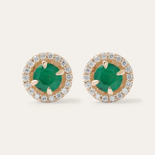 Minimalist emerald and diamond earrings MOLLY Image