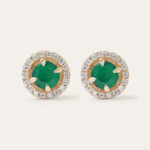 Minimalist emerald and diamond earrings MOLLY Thumbnail