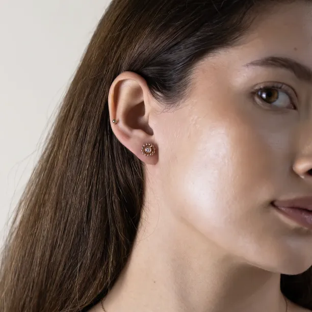 Gold earrings with removable gemstone FLOS Image