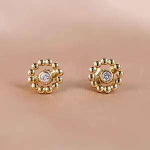 Gold earrings with removable gemstone FLOS Thumbnail