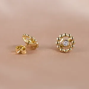 Gold earrings with removable gemstone FLOS Thumbnail