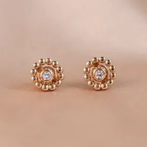 Gold earrings with removable gemstone FLOS Thumbnail