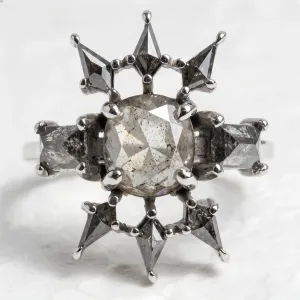 Luxury gold salt'n'pepper diamonds ring AURORA