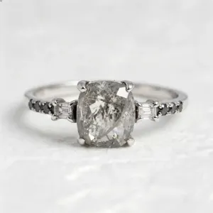 Gold ring with gray diamond salt and pepper CATERINA