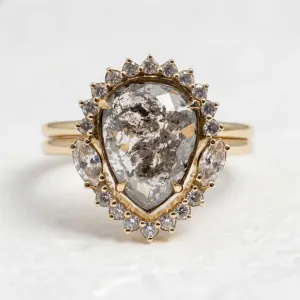 Set of gold rings with salt and pepper diamonds ELLINGTON