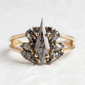 Vintage salt and pepper diamond engagement ring IRINA