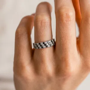 Wedding ring with black and white diamonds AYLIN Thumbnail