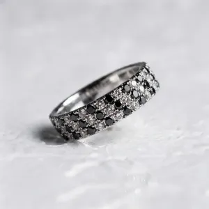 Wedding ring with black and white diamonds AYLIN Thumbnail