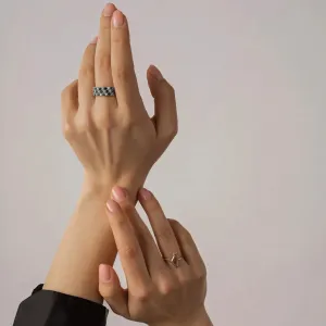 Wedding ring with black and white diamonds AYLIN Thumbnail
