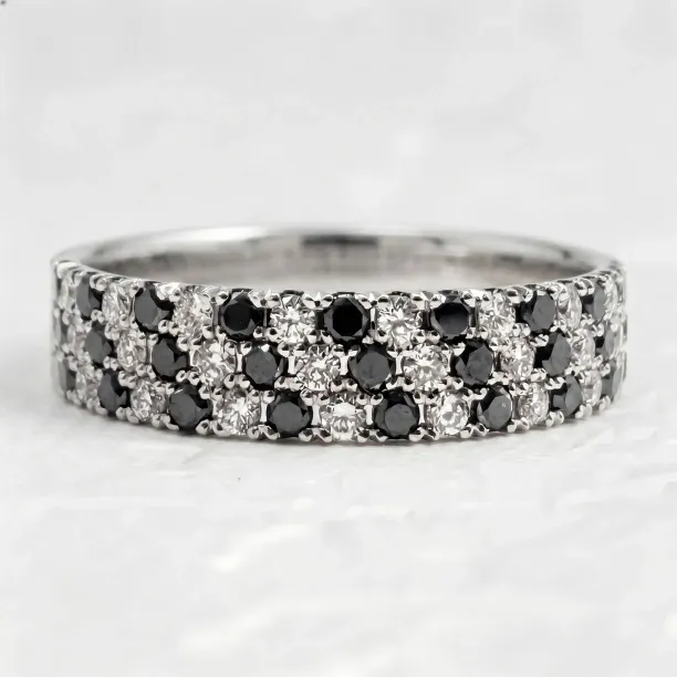 Wedding ring with black and white diamonds AYLIN Image