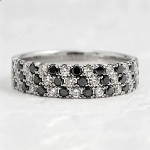 Wedding ring with black and white diamonds AYLIN Thumbnail