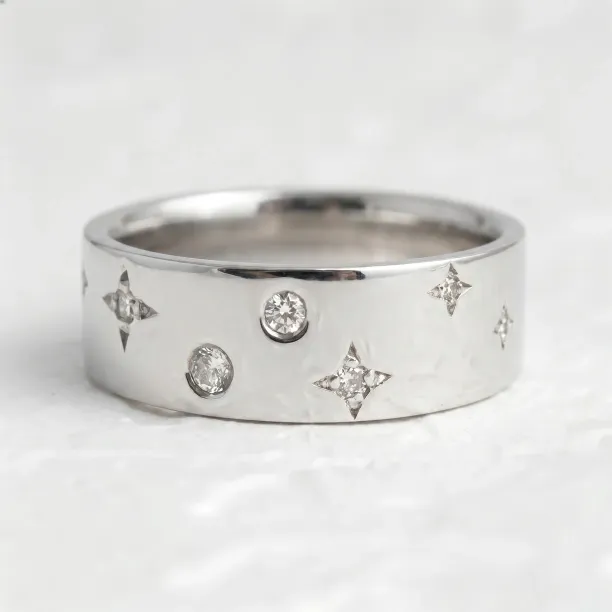 Gold wedding ring with diamonds AZRAELLA Image
