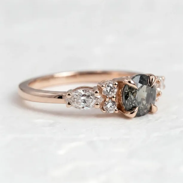 Natural green sapphire and diamond engagement ring MAIDEN MINI Image