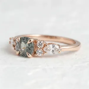 Natural green sapphire and diamond engagement ring MAIDEN MINI Thumbnail