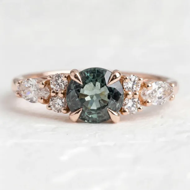 Natural green sapphire and diamond engagement ring MAIDEN MINI Image