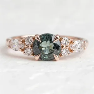 Natural green sapphire and diamond engagement ring MAIDEN MINI Thumbnail