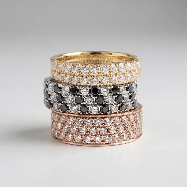Wedding ring with black and white diamonds AYLIN Image