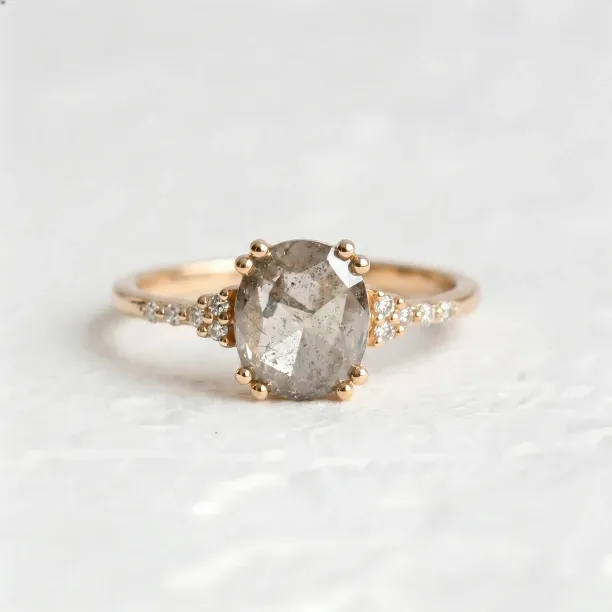 Gold ring with salt and pepper diamond AGNES Image